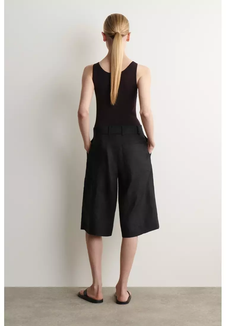 LINEN UTILITY BERMUDA SHORTS