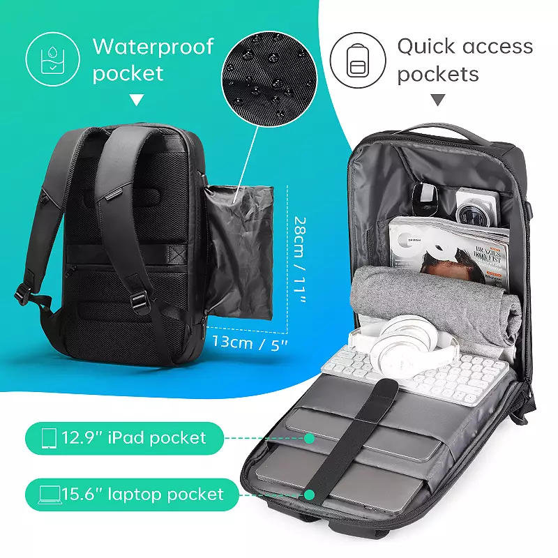 Mark Ryden MR9116 Tas Ransel Backpack Laptop Pria 15.6 Inch USB Lock - BLACK