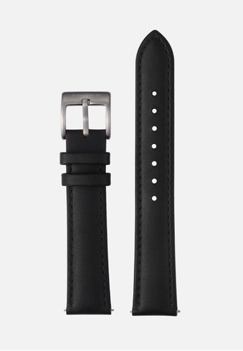 PLAIN SUPPLIES black 18mm Stitched Leather Strap - Black (Gunmetal Buckle) 0072CAC01E737AGS_1