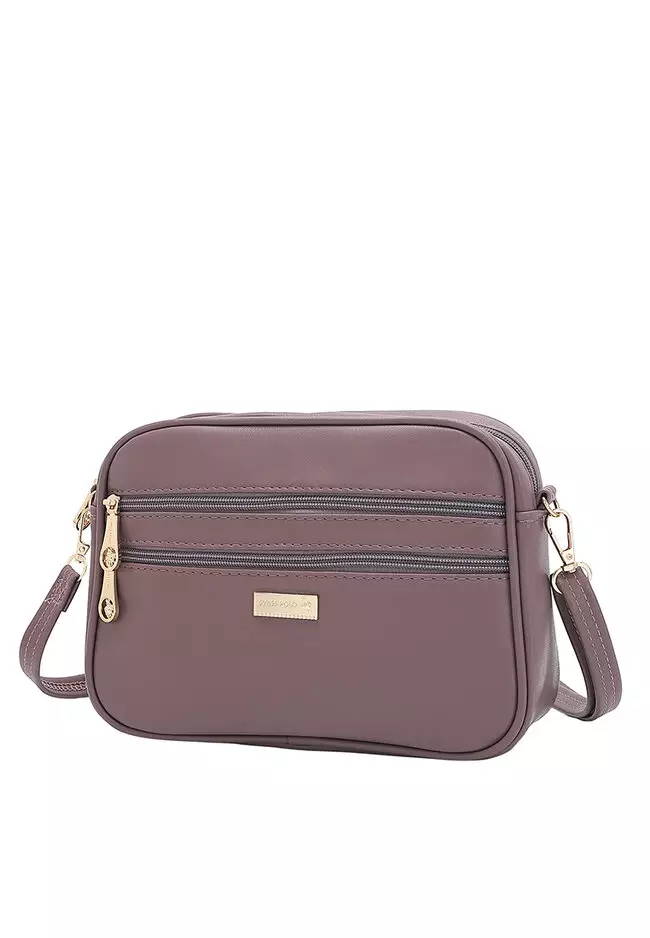 Multi Compartment Crossbody Bag / Sling Bag (Tas Selempang Wanita) - Ungu