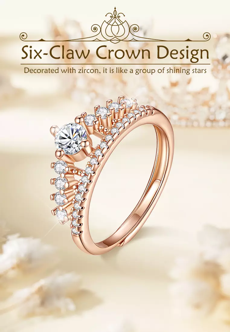 Cincin Wanita Titanium Original Berlian Crown Design Perhiasan Fashion Korea Cincin Cewek Rings Kotak Indah