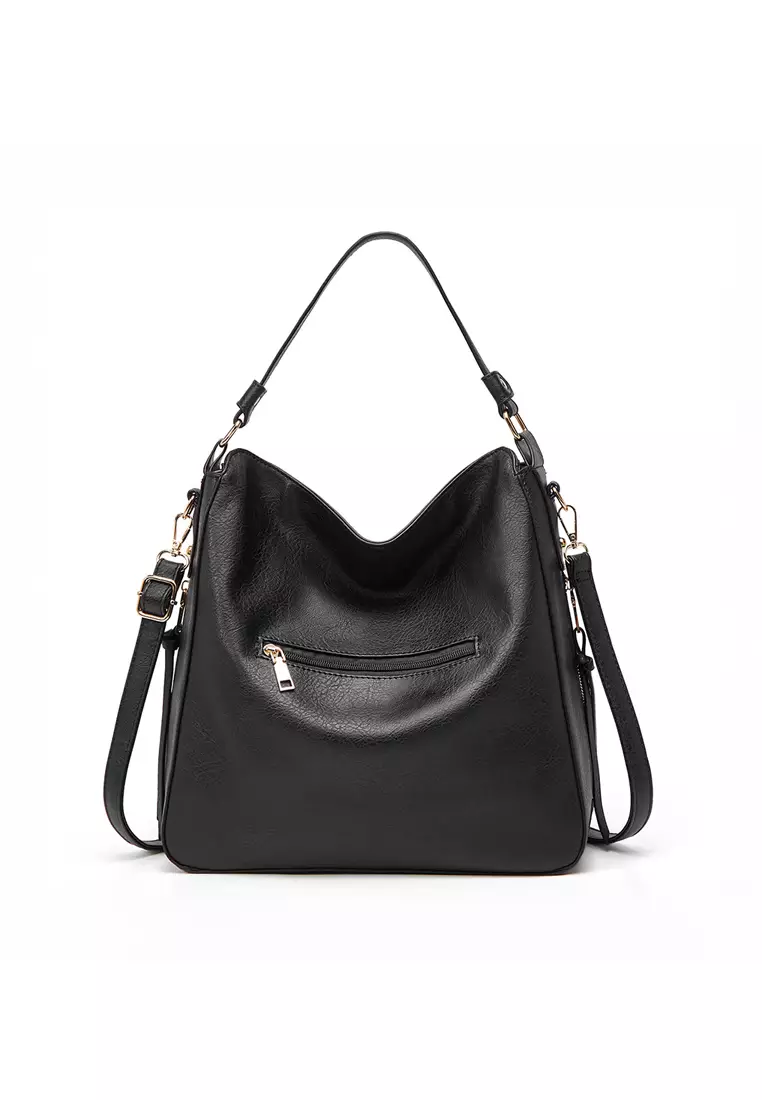 C2 Glenca Black 2-in-1 Hobo Shoulder Bag - Tas Hobo 2-in-1 Wanita