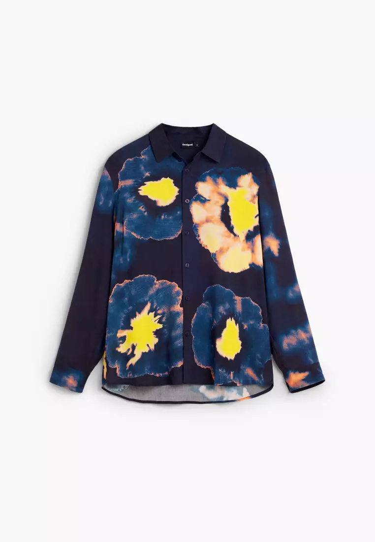 Long-Sleeve Shirt with Large Floral Print