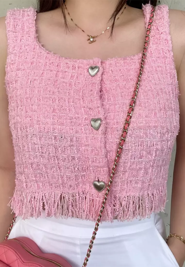 2025 Summer New Arrival Korean Style Button Tassel Vest Top CA25060348PI