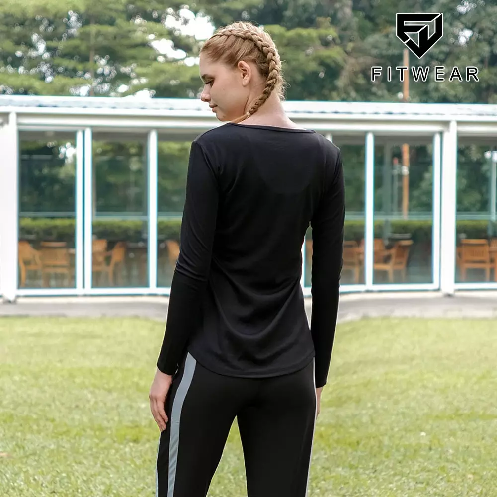 Fitwear - Kaos Olahraga Wanita ZELDA  DRYFIT BASELAYER L/S - BLACK