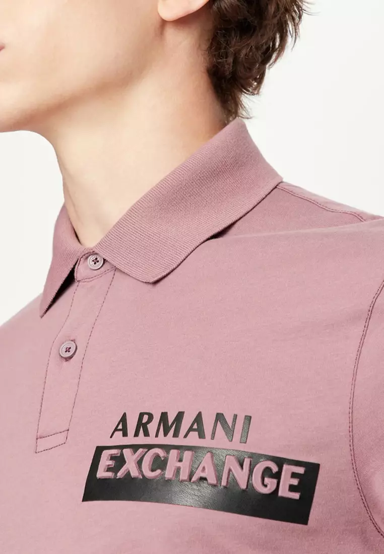 Buy Armani Exchange Organic Jersey Cotton Polo Shirt Grape Shake