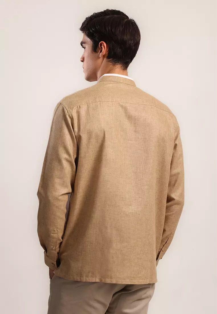 MOC Kemeja Koko Lengan Panjang Pria Bagdad - Khaki