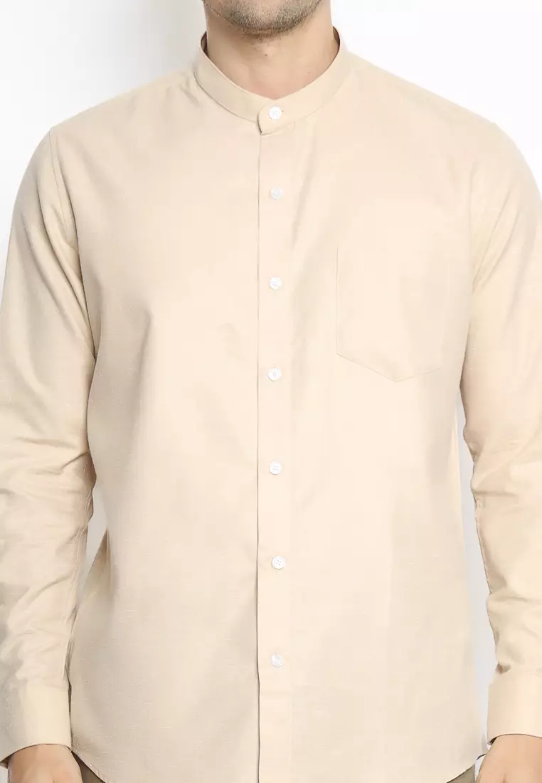 MAGINOT Kemeja Pria KOKO Basic Polos Lengan Panjang KHAKY