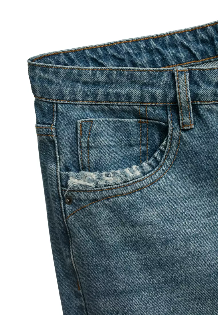 Straight Cut Jeans With Fold Up Cuffs