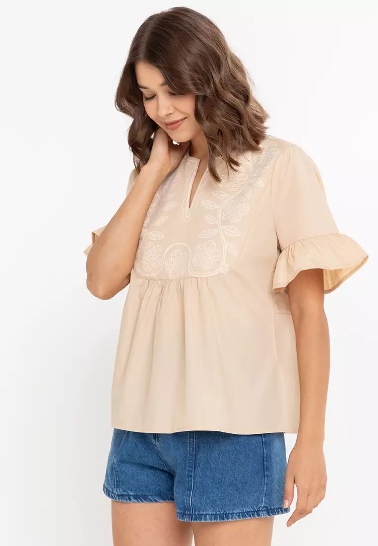 Coralyn Printed Bib Filipiniana Blouse