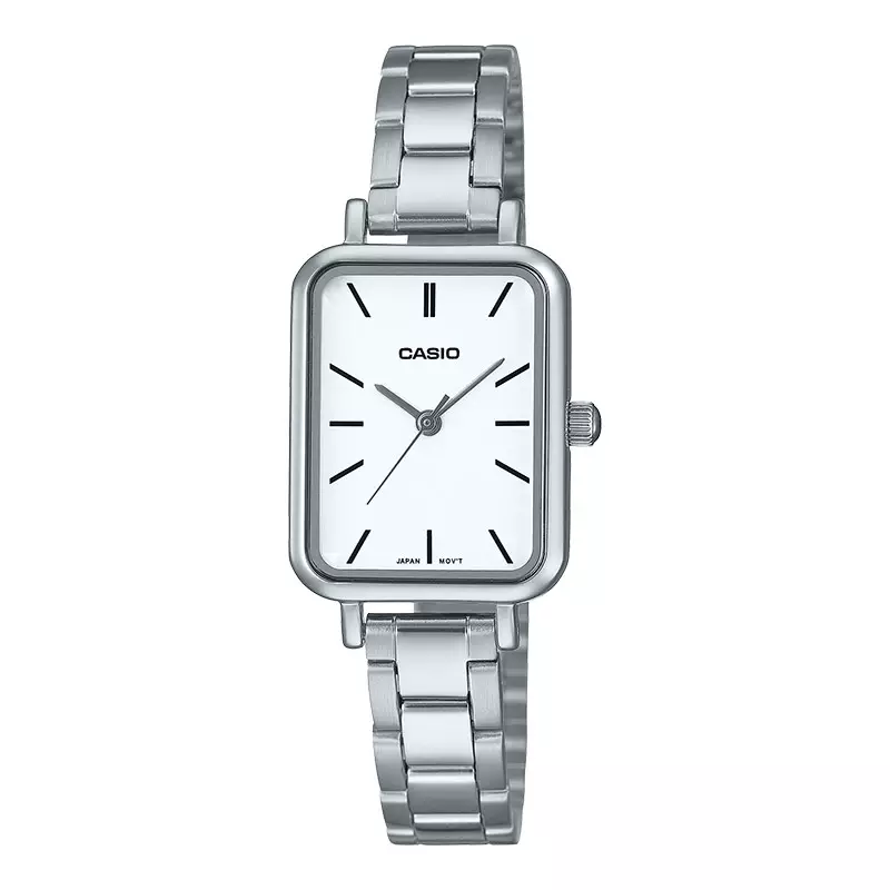 Jam Tangan Wanita Casio General LTP-V009D-7EUDF Ladies White Dial Stainless Steel Band