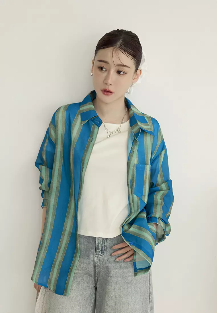 Stylish Striped Relaxed-Fit Shirt [AB20483]