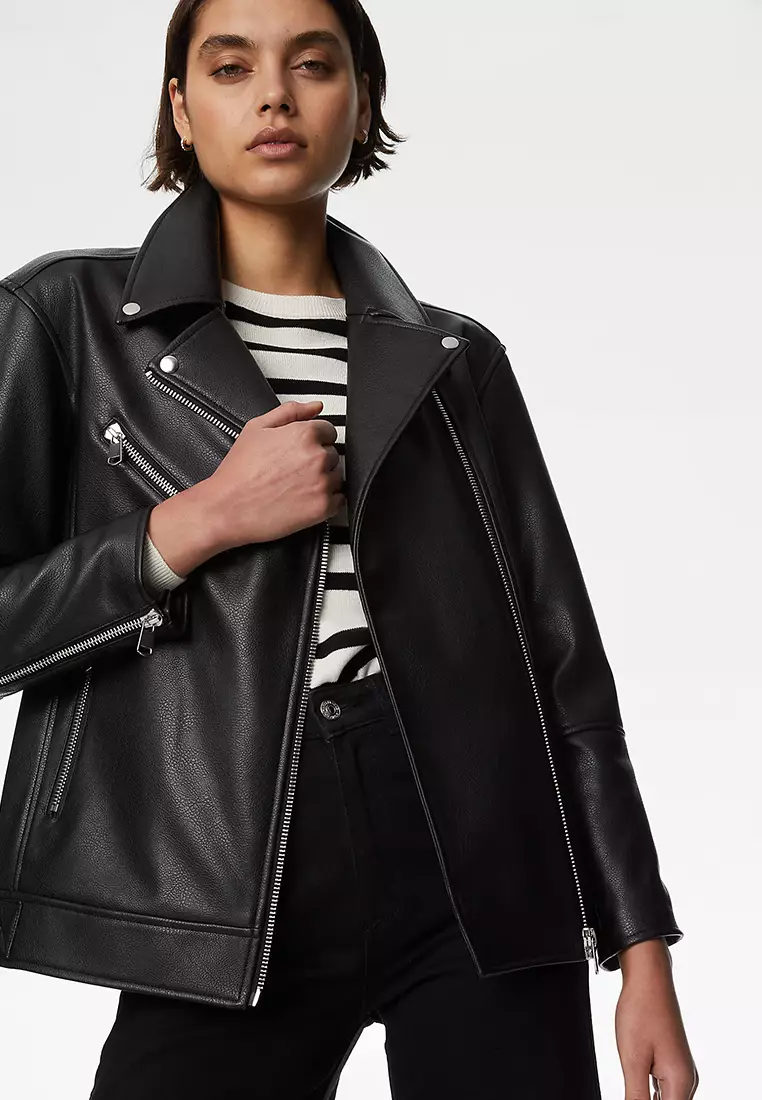 Faux Leather Girlfriend Biker Jacket