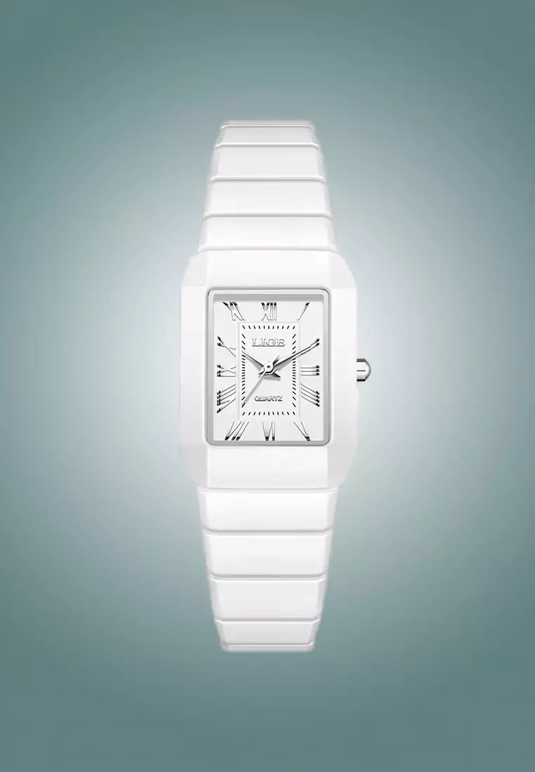Ladies Ceramic Quartz Watch, 23x31mm, Ceramic Bracelet