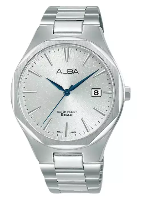 Jam Tangan Pria Alba AS9U61 AS9U61X1 Strap Stainless Steel Silver Color Silver Pattern Dial Quartz Watch Original Garansi Resmi
