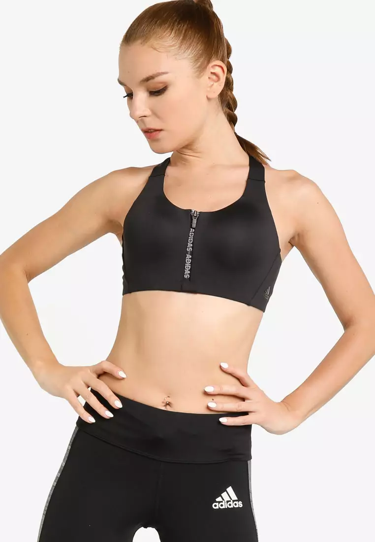 adidas Training split strap high-support sports bra in black