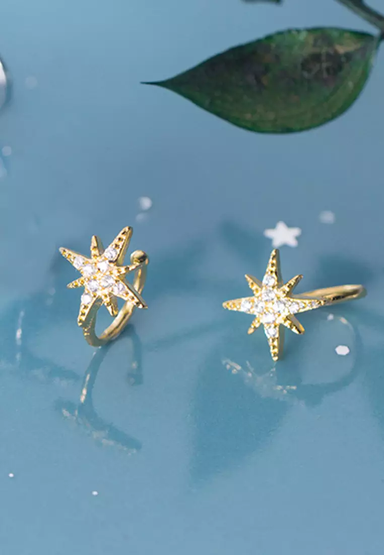 925 Silver Galaxy Star Design Ear Cuff JW AR-G9106