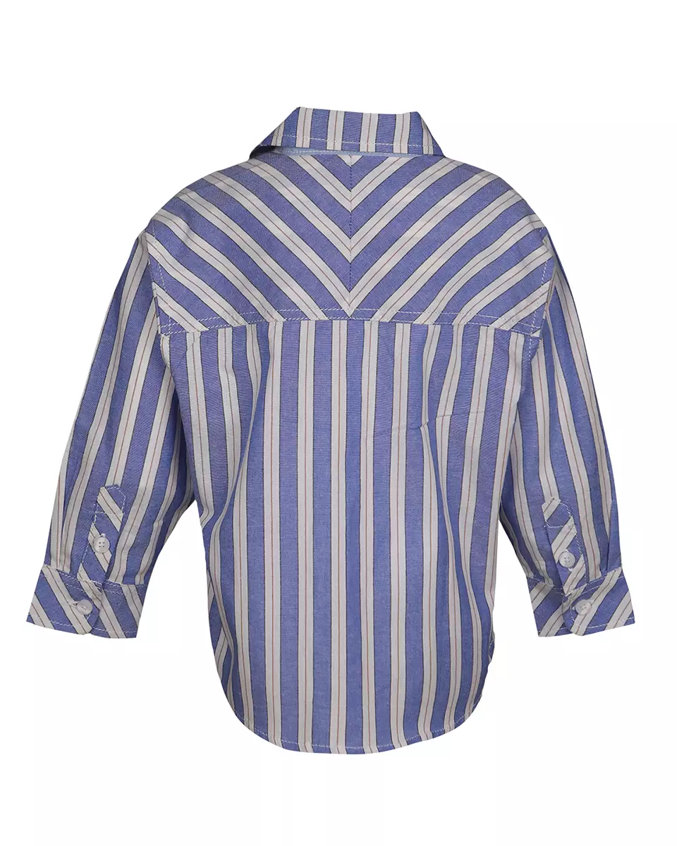 Pito Dito Boy Evanota Kemeja Panjang Anak Biru Motif Garis - Size 4