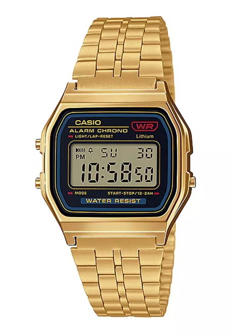 Gold retro casio discount watch