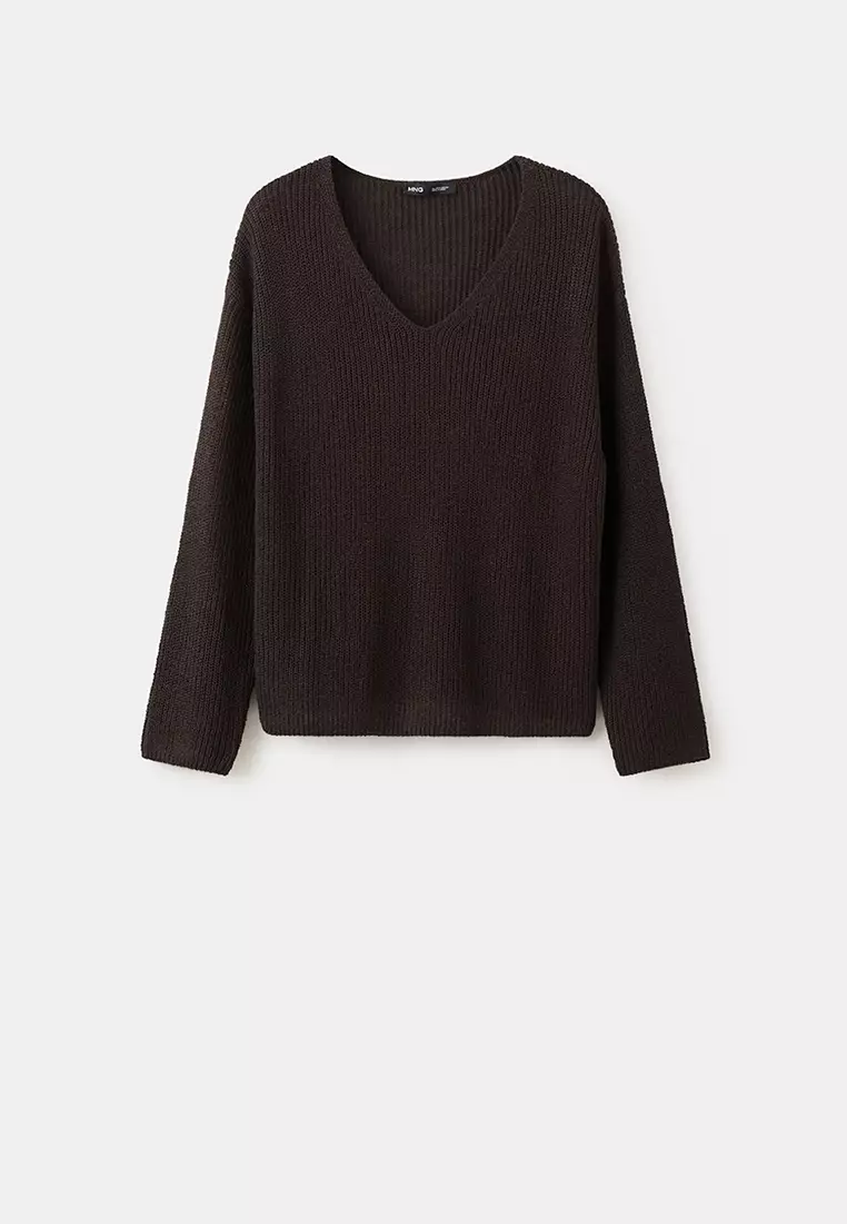 V-Neck Openwork Knitted Sweater