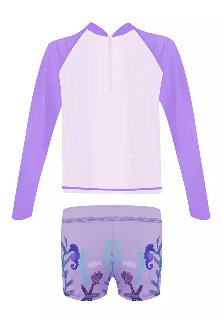 Sofia the First Long Sleeved Rashguard Top Boyleg Shorts Girls Kids Swimwear