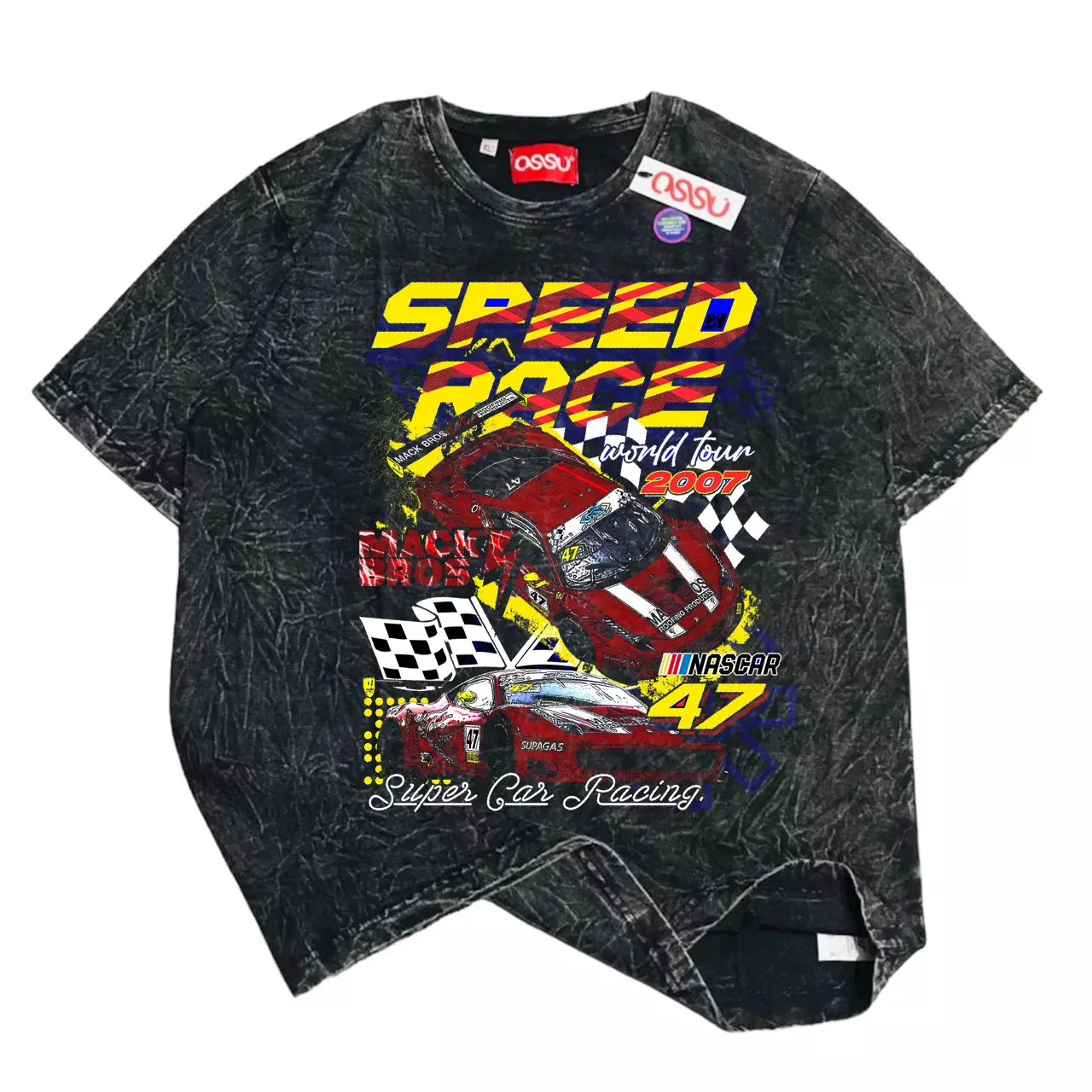 Ossu Vintage Speed Race Black Washing T-shirt