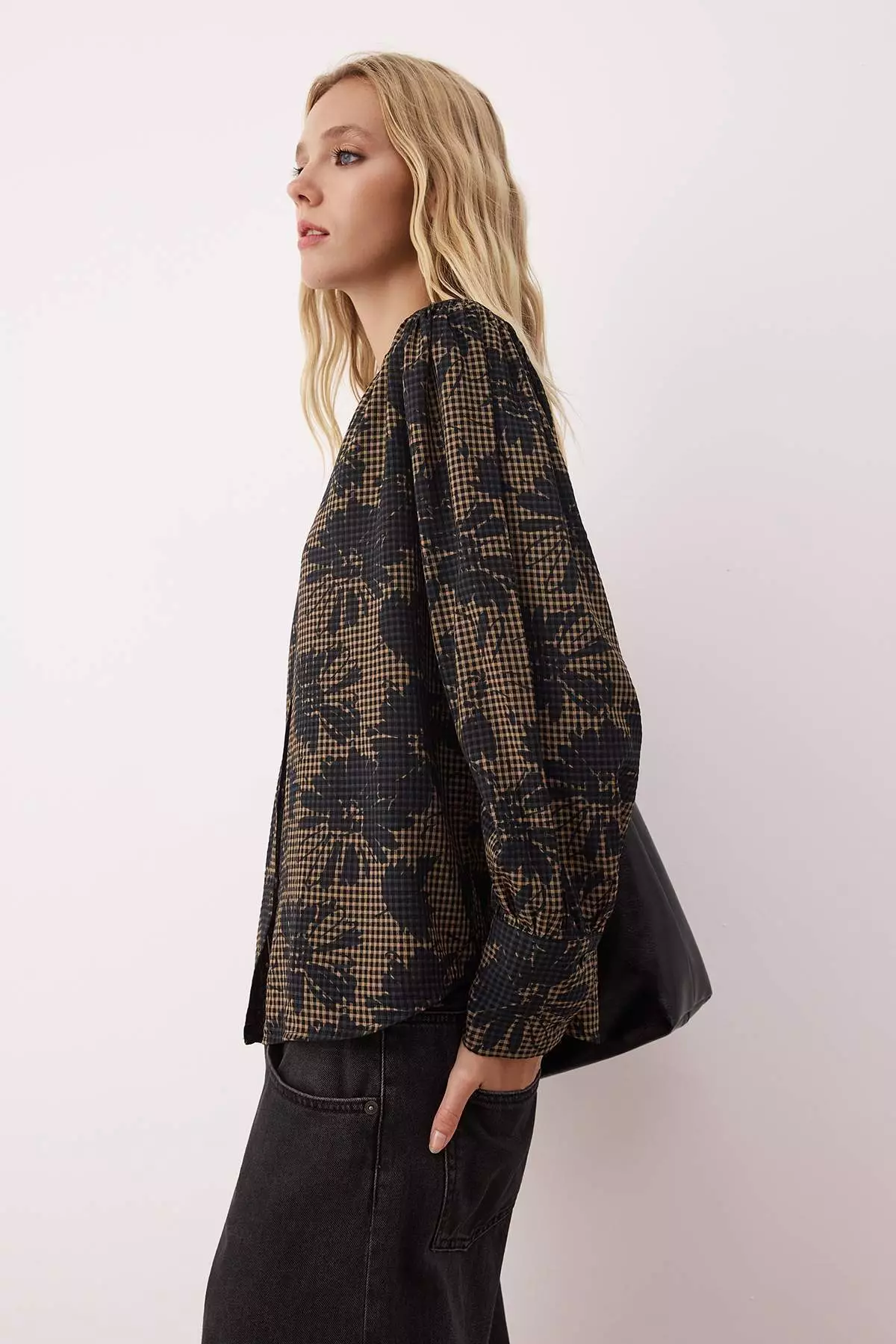 Multicolored Floral Patterned Oversize/Wide Fit Boho Shirt Twoaw26Go00037 Twoaw26Go00037