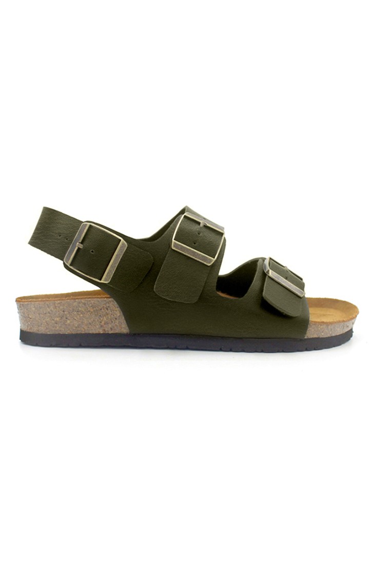 Milan - Khaki Leather Sandals & Flip Flops