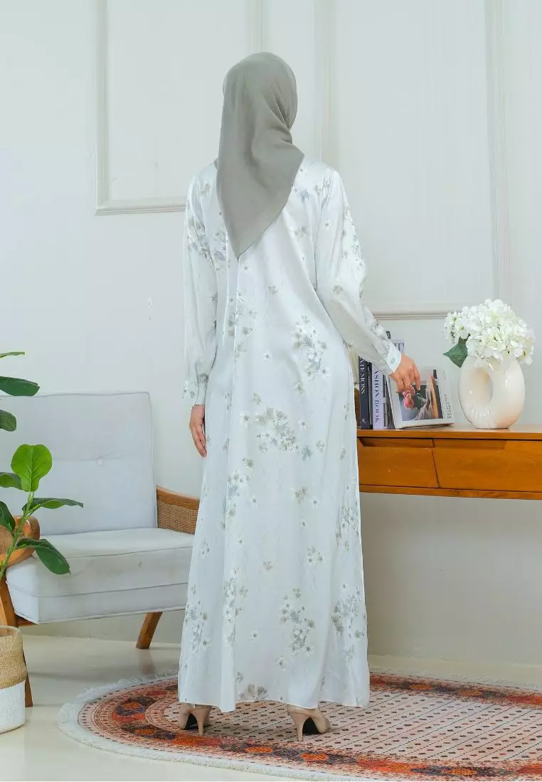 Mosleem Green Floral One Set Armany Silk By Brilliant Girl Warna Hijau