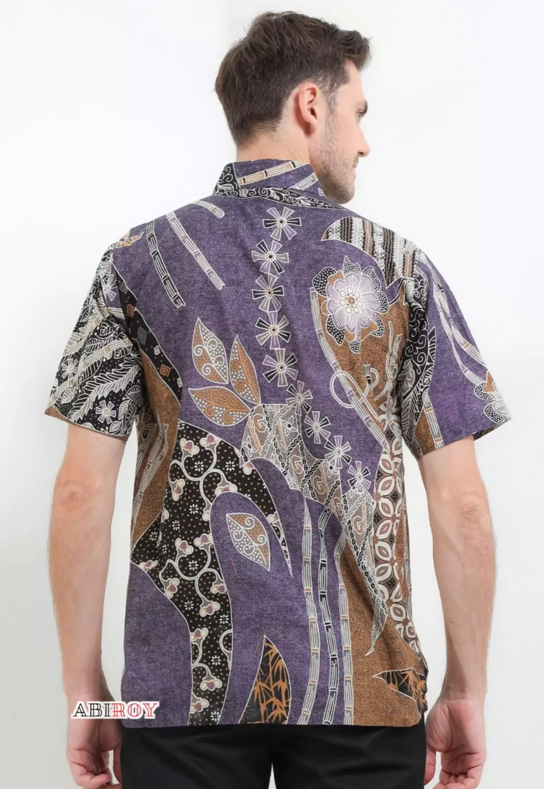 Pringawarsa Soft Ungu Kemeja Batik Pria Premium Slimfit Lengan Pendek NLN