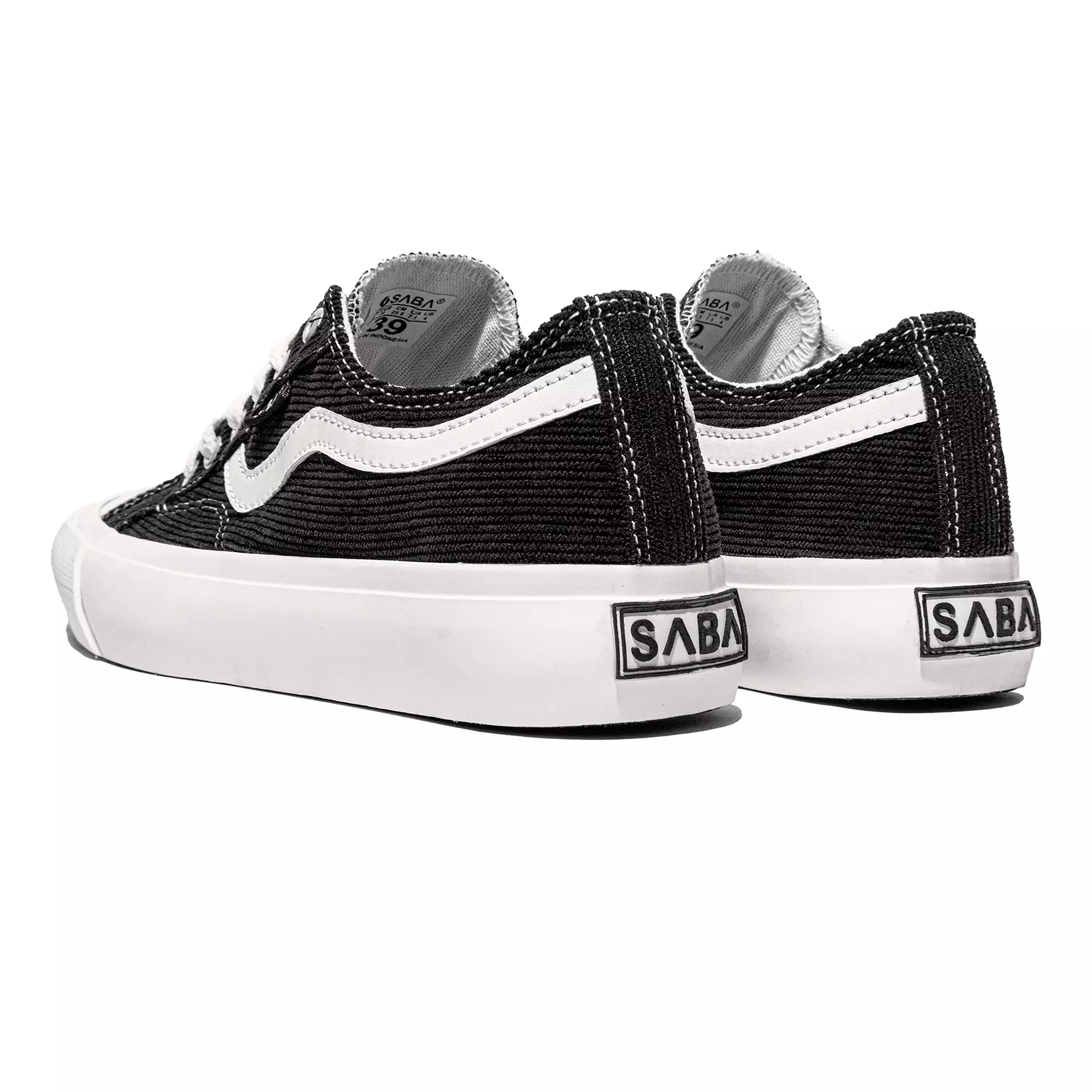SABA Veloz Corduroy Black White - Sepatu Sneakers Casual Pria Wanita Original 100% VLZC-L-01