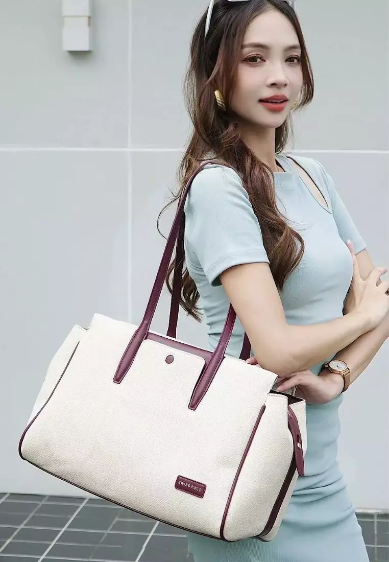 Women's Top Handle Bag / Sling Bag / Crossbody Bag / Shoulder Bag - White / Wine