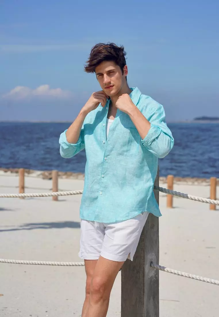 Kalba Kemeja Linen Lengan Panjang Pria Tosca | Linen Long Sleeve Shirt Men Tosca