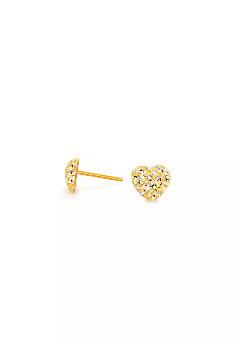 916/22K Gold Half Love Earrings S100 (L Size)