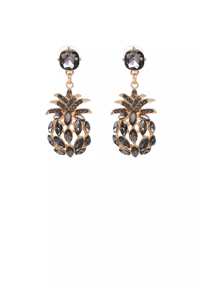 Buy Glamorousky Fashion Sweet Plated Gold Pineapple Earrings with