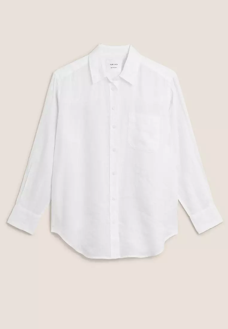 Pure Linen Oversized Long Sleeve Shirt