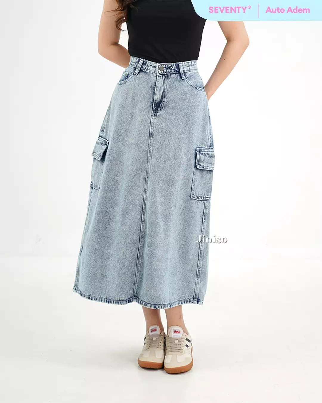 Highwaist Rok Cargo Jeans Panjang 983 SEVENTY