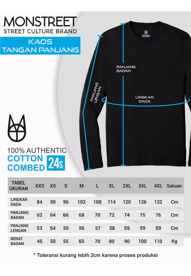 Monstreet Kaos Katun Combed 24S Grafis Reguler Fit Lengan Panjang Hitam Tshirt LUTR289 Cotton Combed 24S Graphic Tshirt Regular Fit Full Sleeve Black Tshirt Unisex