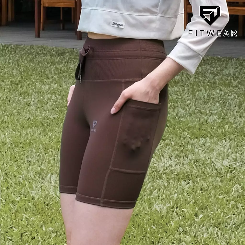 Fitwear Legging / Celana Pendek Olahraga PHARITA POCKET TIE - BROWN TIE