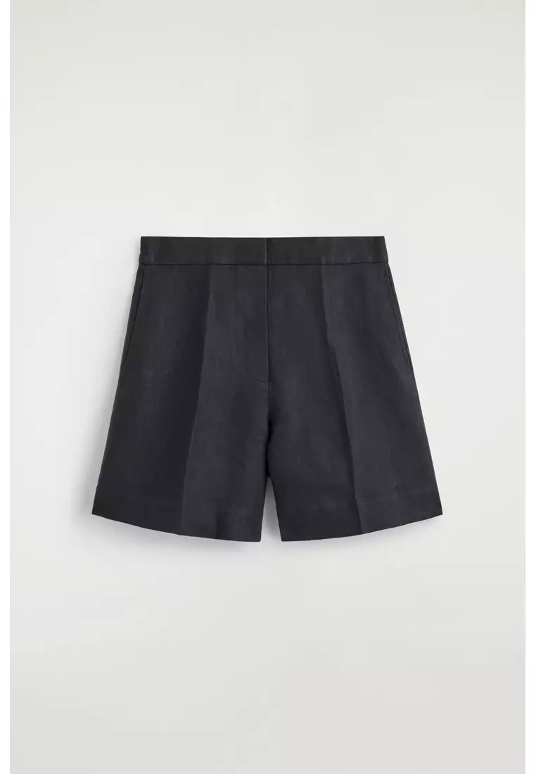 TAILORED ELASTICATED LINEN SHORTS
