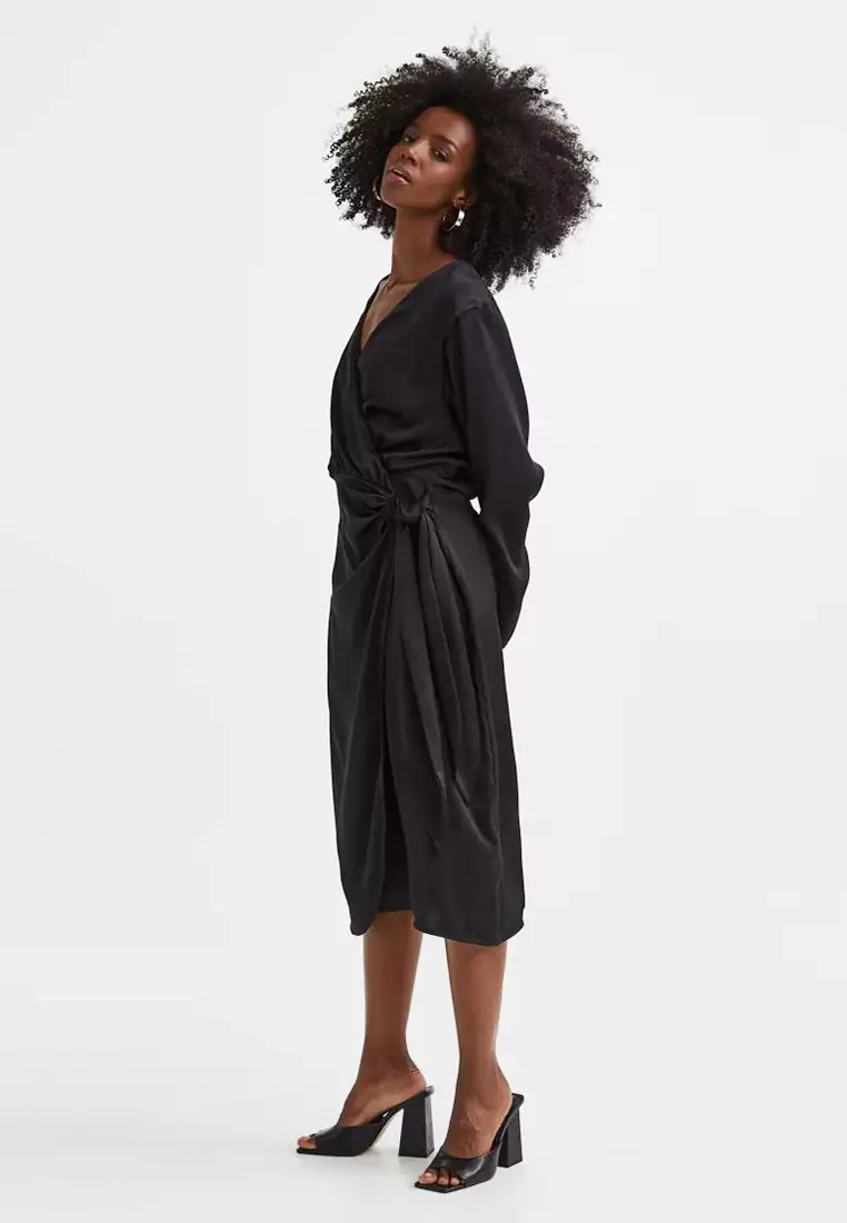 Satin wrap best sale dress h&m