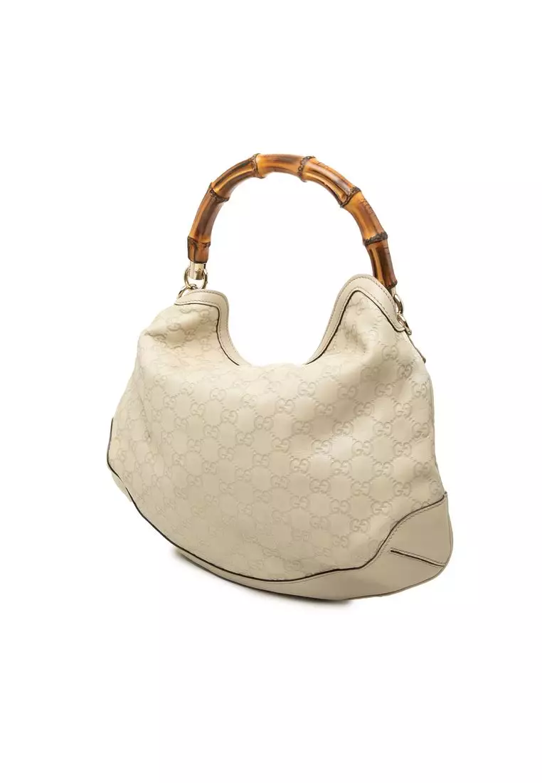 Pre-Loved Gucci Guccissima Bamboo Peggy Satchel
