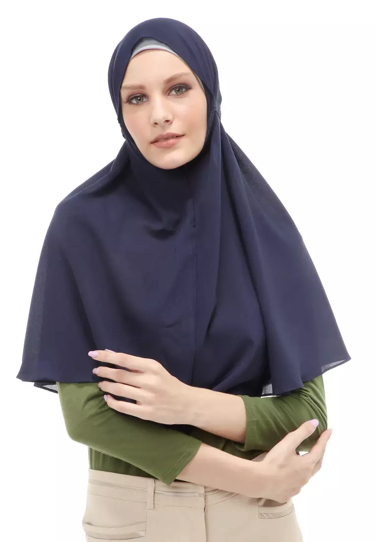 Tamara Jilbab Muslimah Wanita Motif Polos Relaxed Fit - Navy