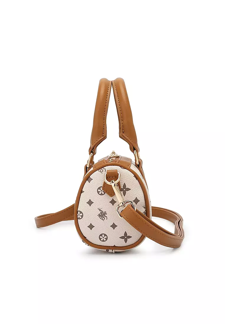 Women's Monogram Top Handle Bag / Sling Bag / Crossbody Bag - Khaki