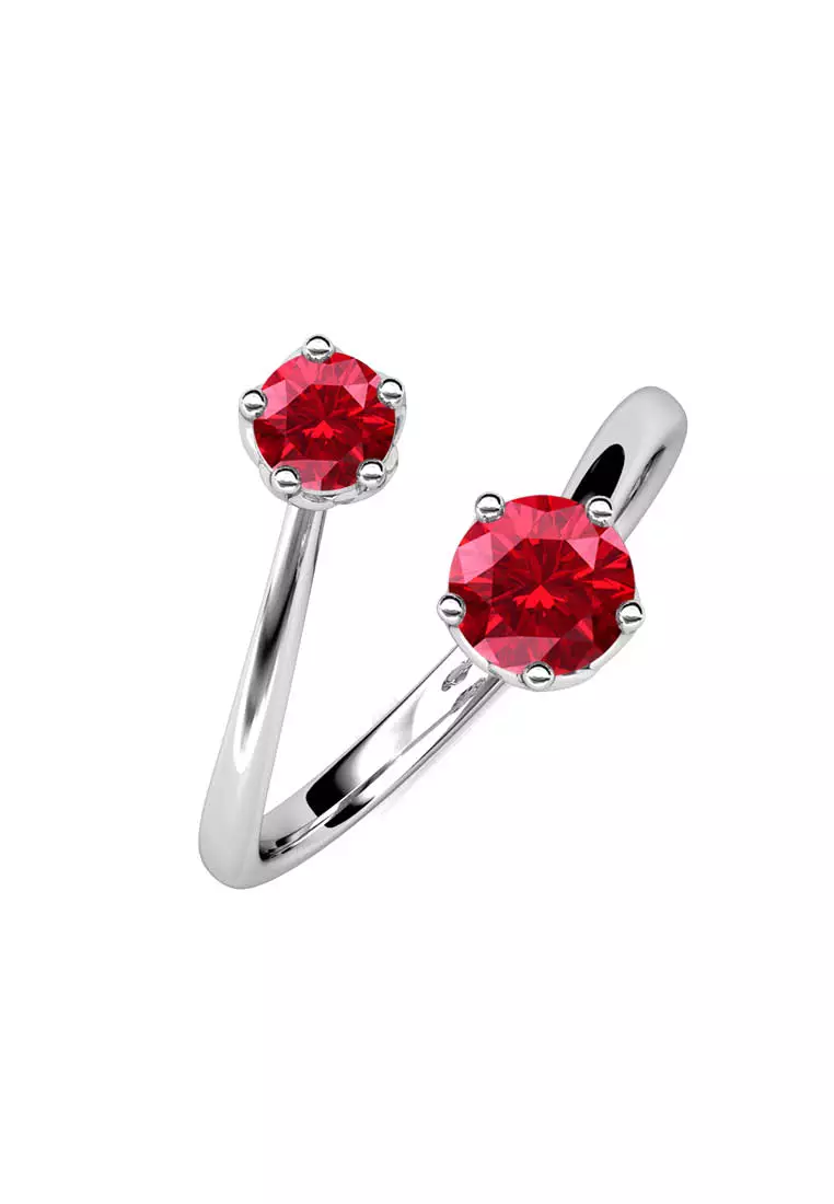 Birth Stone Ring July Ruby WG - Cincin Crystal by Her Jewellery