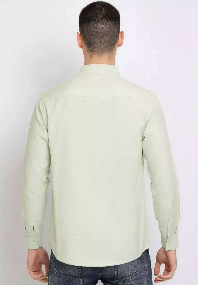 PAULMAY Kemeja Koko Formal Pria Lengan Panjang - Olive Shirts