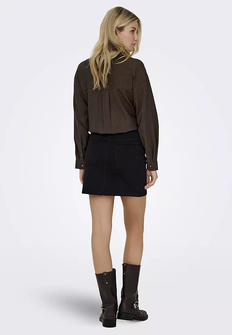 Mid Waist Corduroy Skirt