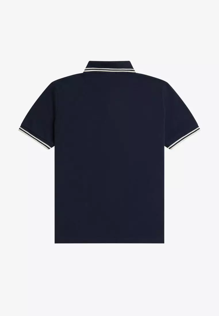 Fred Perry M12 Made in England Twin Tipped Fred Perry Shirt (Dark Carbon / Ecru / Ecru)