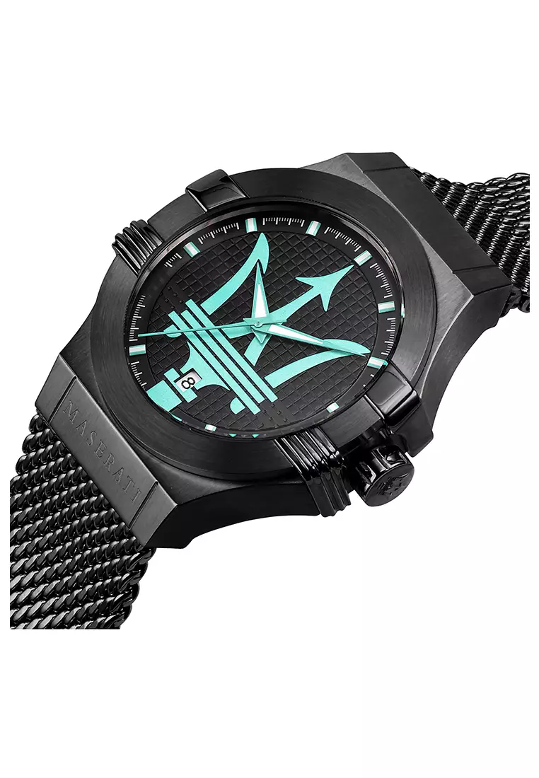 【2 Years Warranty】 Maserati Aqua Edition 44mm Black Stainless Steel Men's Quartz Watch R8853144002