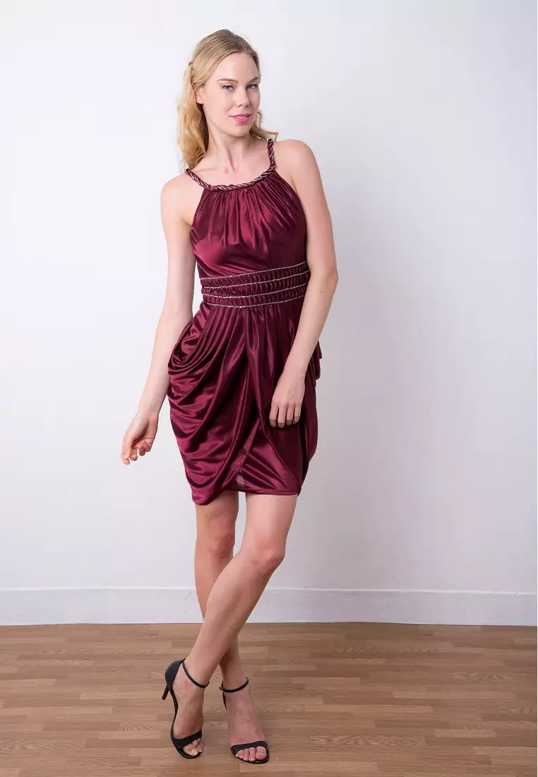 ANNE F Pretty Gathered Jersey Round-neck Evening Cocktail Short Dress 2026  | Buy ANNE F Online | ZALORA Hong Kong